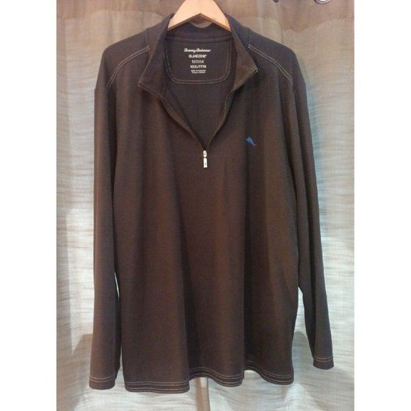 Mens Tommy Bahama Black Islandzone Breathable 1/4 Zip Pullover Sweater Size 3XLT